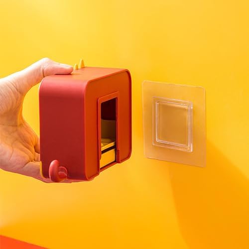 Red Wall-Mounted Soap Dish with Lid