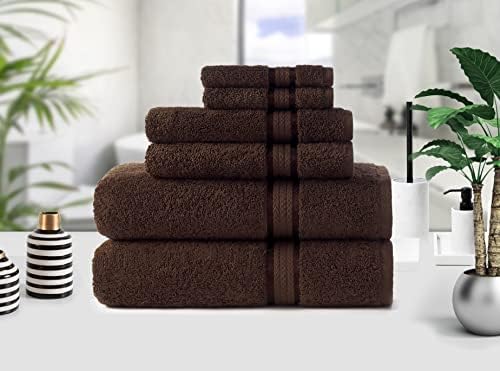 COTTON CRAFT Ultra Soft 6 Piece Towel Set Chocolate