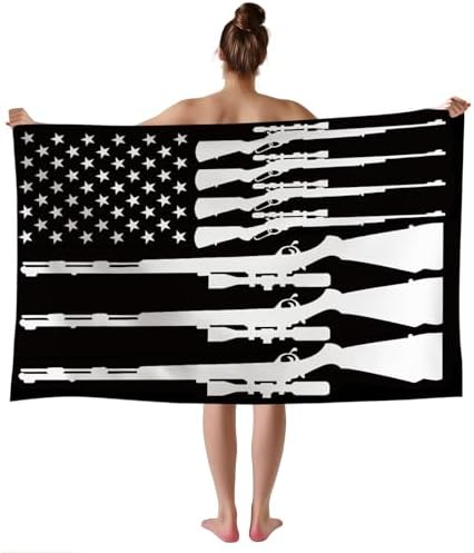 WZOMT Funny Flag Beach Towel - Microfiber Patriotic Blanket