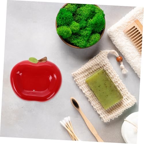 ABOOFAN Apple Ceramic Soap Dish with Drainage 1