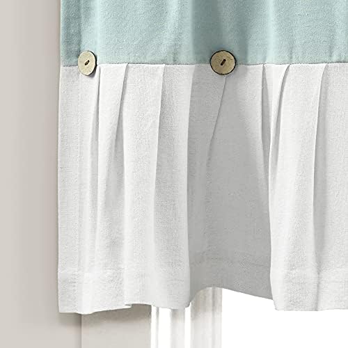 Lush Decor Linen Button Farmhouse Valance 52x18 Blue White
