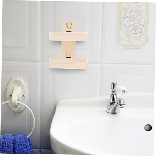 WOONEKY Wall Adhesive Double Layer Soap Holder