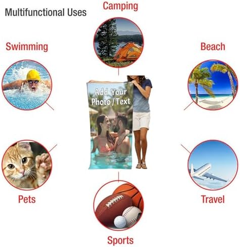 Custom Beach Towel Made in USA with Photo and Name