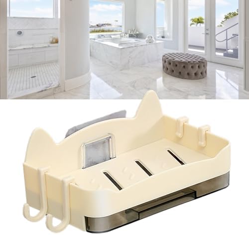 Cute Cat Wall Mounted Soap Holder for Bathroom Beige