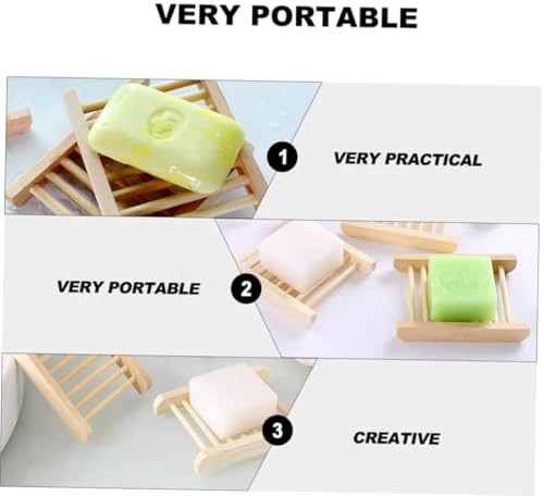 RORPOIR 6Pcs Wooden Soap Dish Tray Set for Bathroom Kitchen