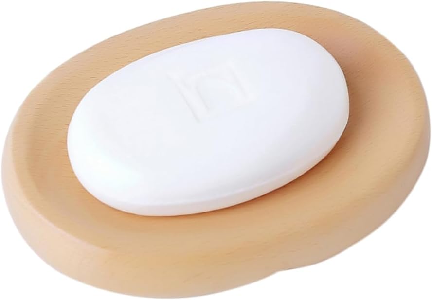 Zerodeko Wooden Soap Dish - Space-Saving Round or Oval Holder