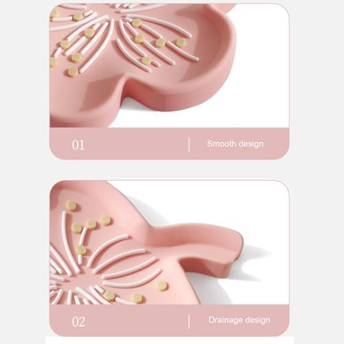 Curfair Soap Dish with Flower Shape Non-Slip Drainage Tray