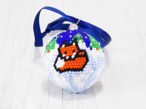 Red Fox Christmas Ornament Blue and White Xmas Tree Decor