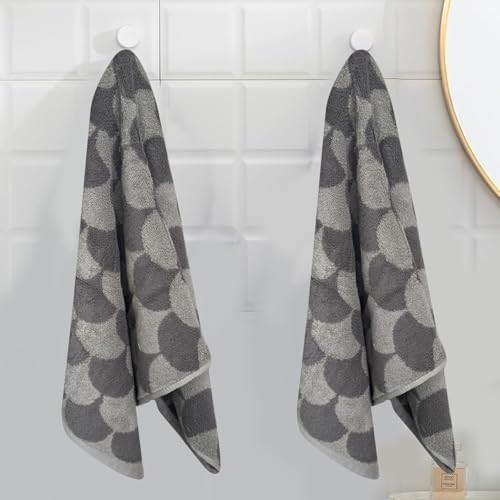 USTIDE Grey Leaf Hand Towels Set 2pcs 134x29inch