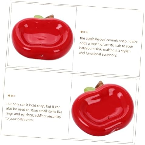 BESTOYARD Ceramic Apple Soap Holder with Drainage Tray