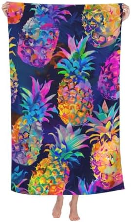 Colorful Pineapple Beach Towel - 52x32 Microfiber Sand Free