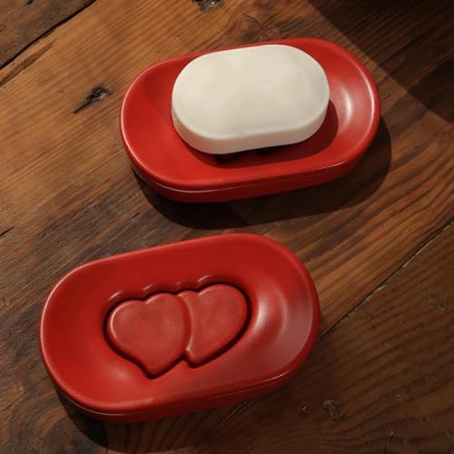 Sizikato Red Heart Embossed Porcelain Soap Dish