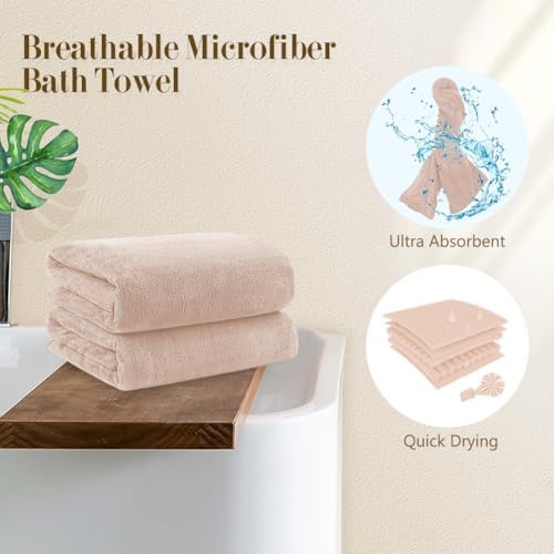 Orighty Microfiber Bath Towel Set - 4 Pack Soft Absorbent Quick Drying Brown