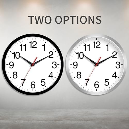 Rohioue 10 Inch Black Wall Clock Modern Silent Non Ticking Analog