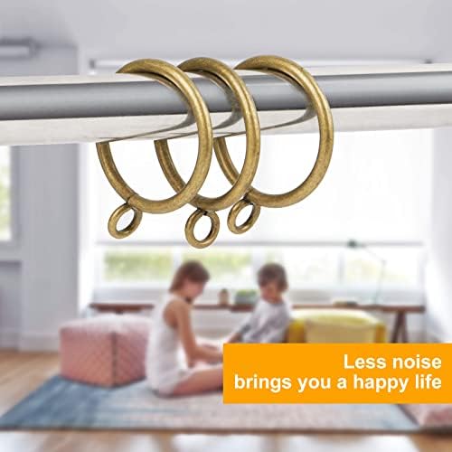 Hanitronic Antique Brass Curtain Rings 30 PCS 1-Inch Rods