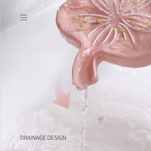 Curfair Soap Dish with Flower Shape Non-Slip Drainage Tray