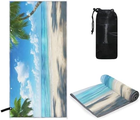 SUABO Tropical Beach Palm Trees Bath Towels with Hanging Loops