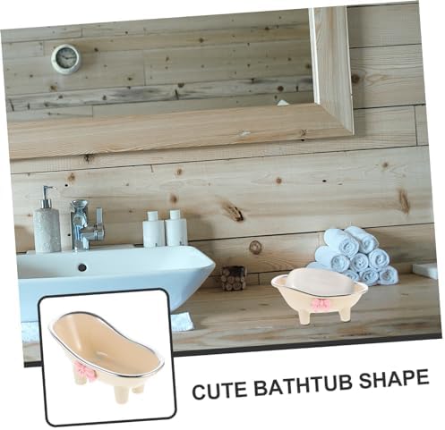 GLEAVI Bathtub Shape Soap Dish Decorative Holder with Drain