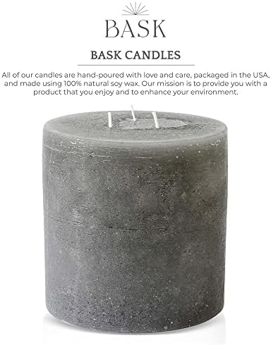 Bask Large Gray Pillar Candles - 3 Wick 6-Inch Diameter