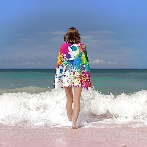 VOOHDDY Colorful Soccer Football Fun Beach Towel