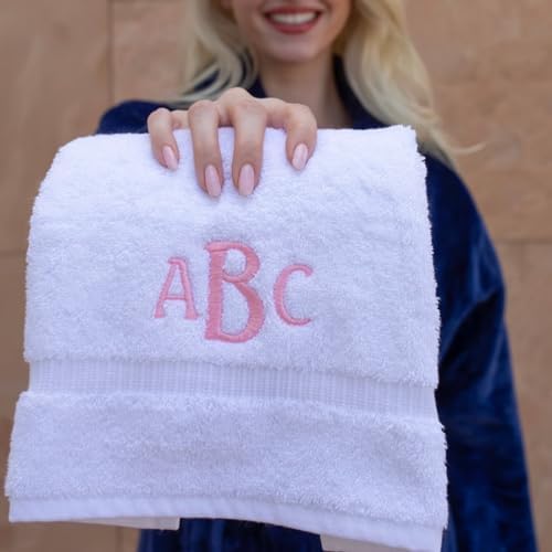 Personalized Embroidered Beach Towel with Name - Pink Medium