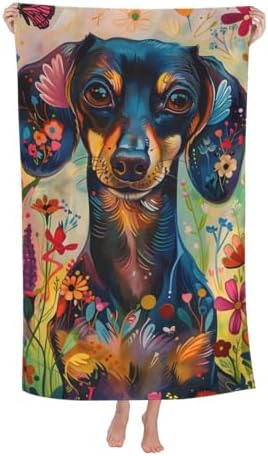 Colorful Dachshund Beach Towel 31x51 Inches