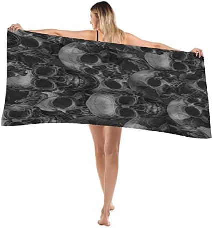 Kurtect Kids Men Boys Skull Beach Towel Black