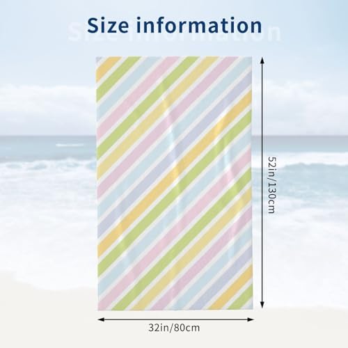 VOOHDDY Rainbow Stripe Beach Towel - Quick Dry Microfiber