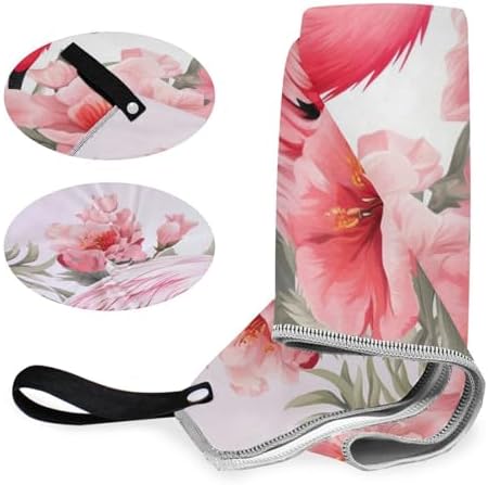 SUABO Pink Flamingo Bath Towel with Hanging Loops 1