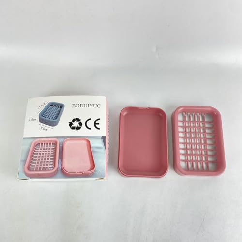 Red Square Soap Dish with Removable Lid - Portable and Leak Proof