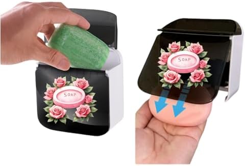 VZXAB Soap Dish Holder with Lid and Strong Adhesive