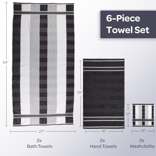 Lavish Home 6 Piece Towel Set - Charcoal 1