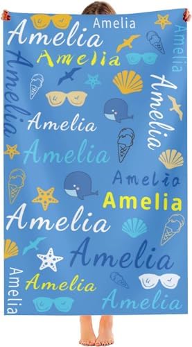 Personalized Beach Towel with Name - Customized Summer Microfiber Quick Drying