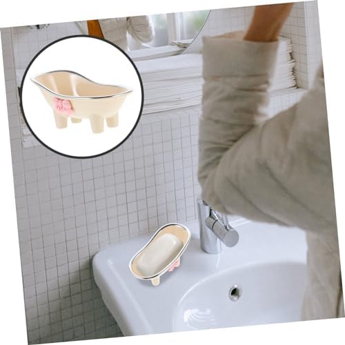 GLEAVI Bathtub Shape Soap Dish Decorative Holder with Drain