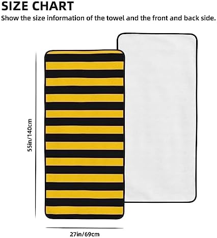 Yellow Black Stripe Beach Towel for Adults Kids