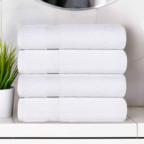 Superior 4-Piece Cotton Bath Towel Set White