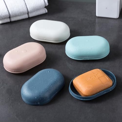 Portable Leakproof Soap Holder with Lid - Travel Soap Container White