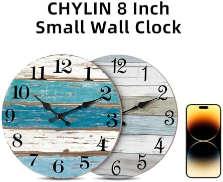 CHYLIN Silent Wall Clock 8 Rustic Decorative
