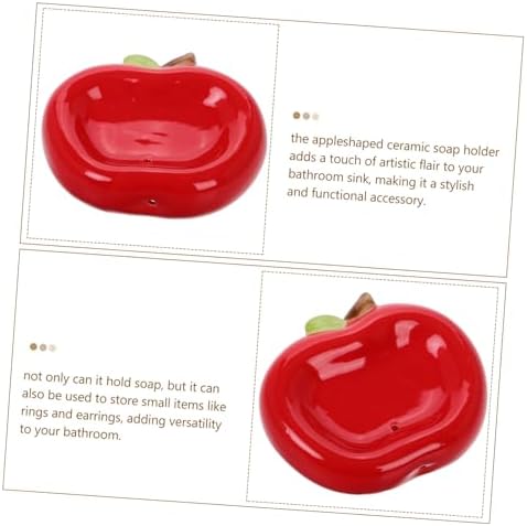 PRETYZOOM Apple Shaped Ceramic Soap Dish with Drainage Hole
