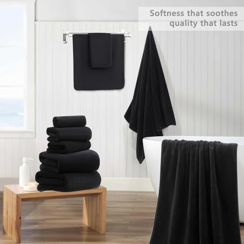 18 Piece Super Soft Bath Towels Set - Black