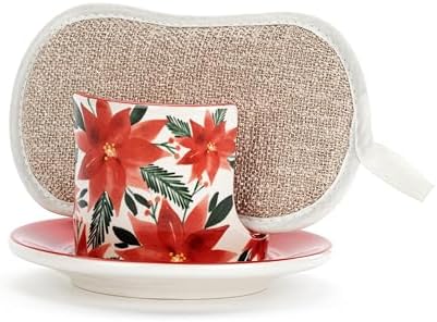 byDesign Holiday Bright Red and White Soap Dish Set