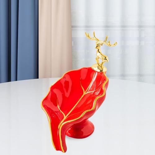 Leaf Shape Ceramic Soap Dish Holder Red