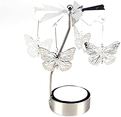 Spinning Tea Light Holder Silver Moon Angel Fairy