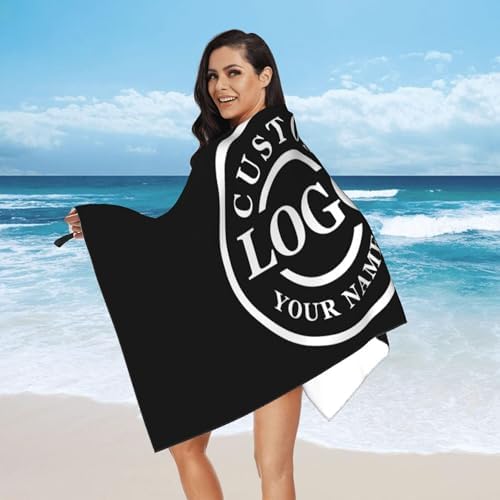 Custom Beach Towel with Text Logo and Photo
