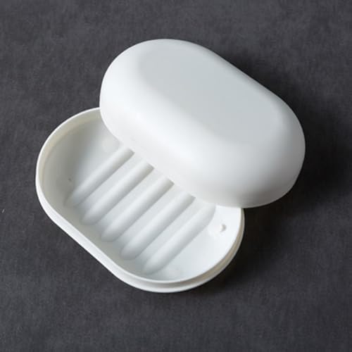 Portable Leakproof Soap Holder with Lid - Travel Soap Container White