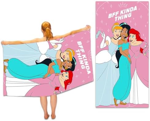 Disney Princess Beach Towel Set - 40x72 Microfiber Towel with Stickers More