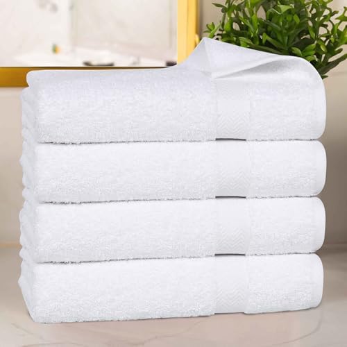 Superior 4-Piece Cotton Bath Towel Set White