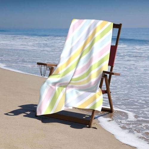 VOOHDDY Rainbow Stripe Beach Towel - Quick Dry Microfiber