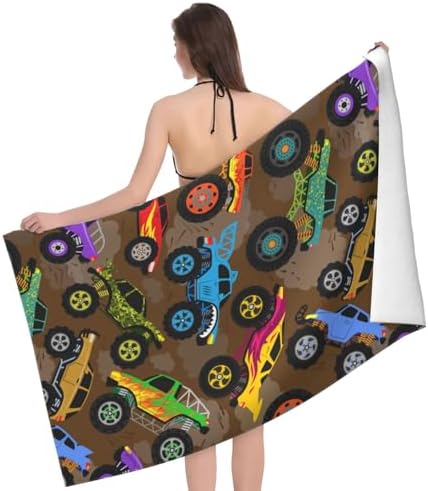 HKHEHOP Monster Vintage Truck Cartoon Beach Towel
