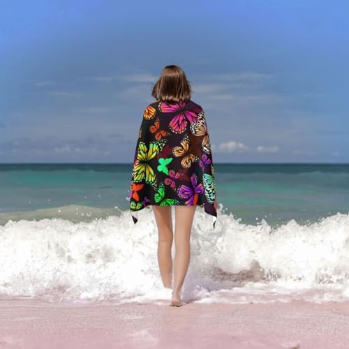 VOOHDDY Bright Butterfly Beach Towel for Adults Kids Travel Pool Camping